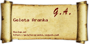 Geleta Aranka névjegykártya